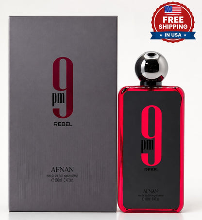 Afnan 9PM Rebel Eau de Parfum EDP for Men 3.4 fl oz 100ml
