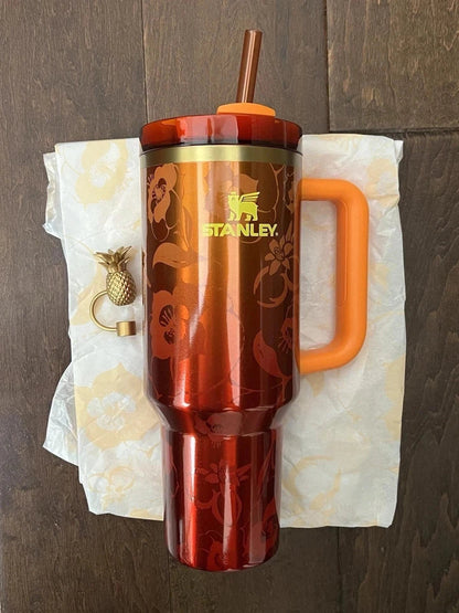 Stanley x KAROL G 40oz Quencher H2.0 FlowState Tumbler Cup Limited Edition Gold Floral